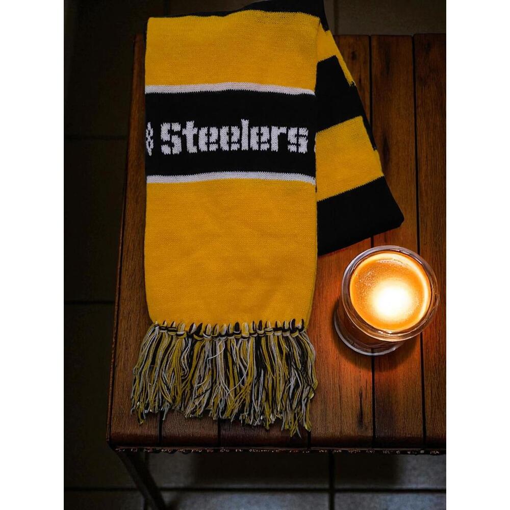 Pittsburgh Steelers Knit Scarf Yellow & Black Logo Fringe Warm Football NFL